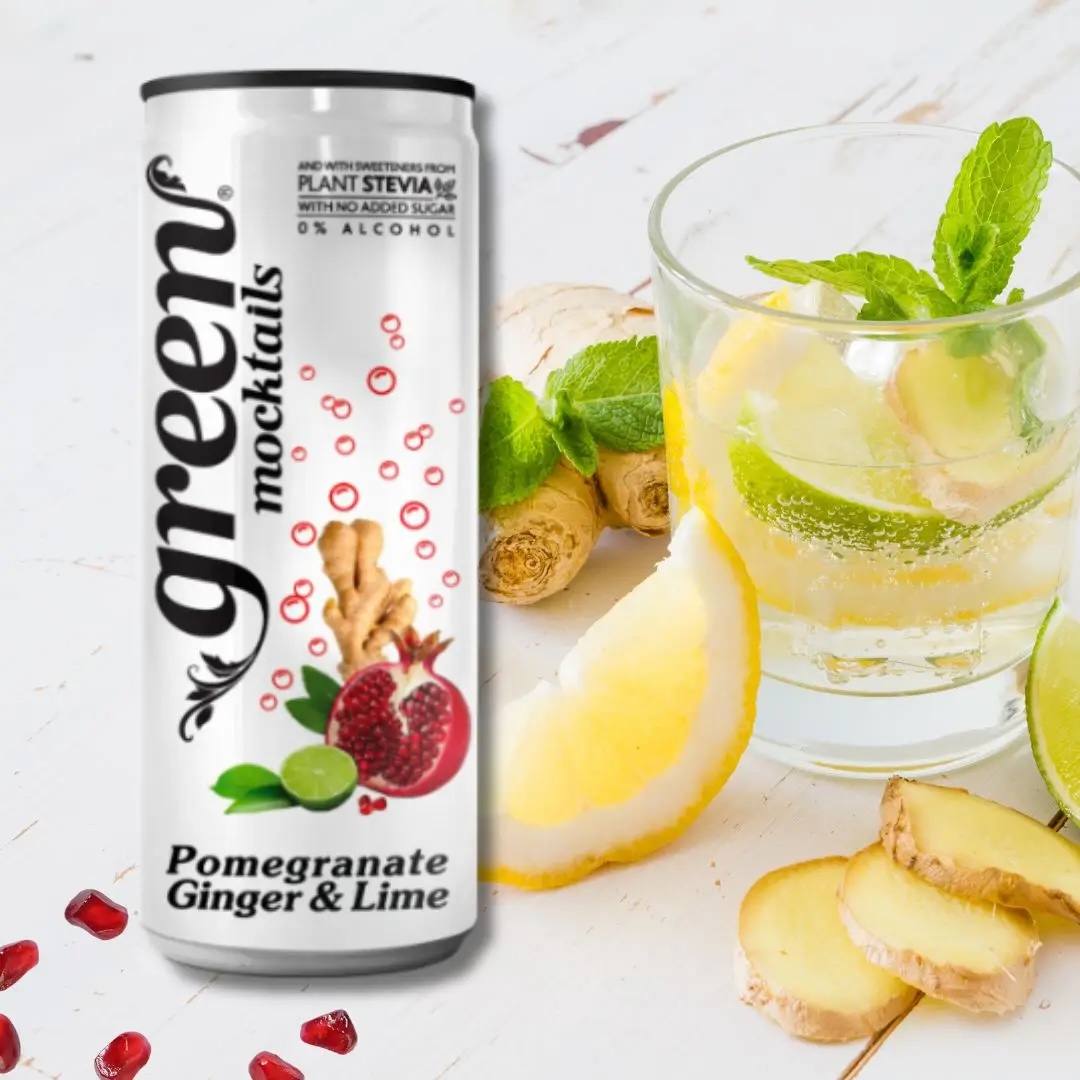 Green Mocktail Granátové jablko, zázvor a limetka 4 x 330ml (Hellas) 3